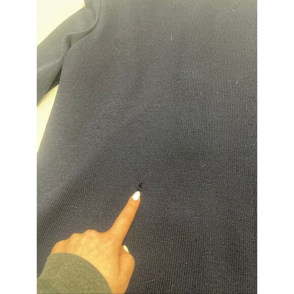 ST. JOHN BASICS Santana Knit Navy Blue Gold Button Cardigan Jacket Size 10 READ - Picture 9 of 10